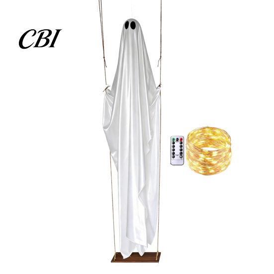 Indoor Haunted House Decor Hanging Ghost Swing Halloween Decoration with Remote Control & LED String Lights, Waterproof Scary Large for Trees Outdoor