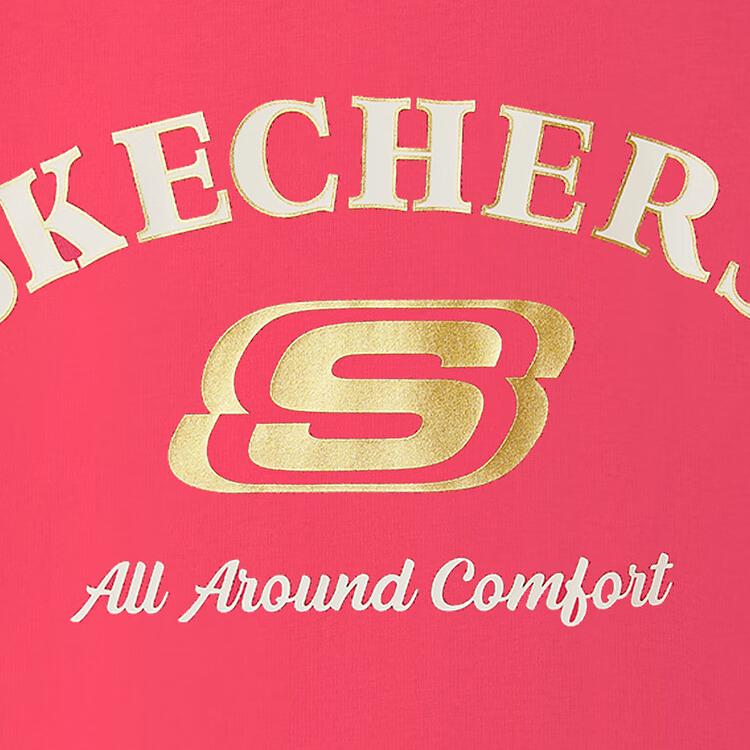 Skechers SS25 Простая Повседневная Удобная Спортивная Футболка с Круглым Вырезом Унисекс Топы Парк-Розовый L225U122-01N1