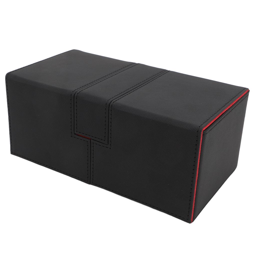 Card Deck Box with 3 Drawers Large Capacity Magnetic Closure PU Leather Game Card Storage Box for Holding Over 200 Cards