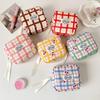 Large Capacity Korean Pencil Bag Checkered Cartoon Cherry Makeup Bag Stationery Storage Bag  Gifts