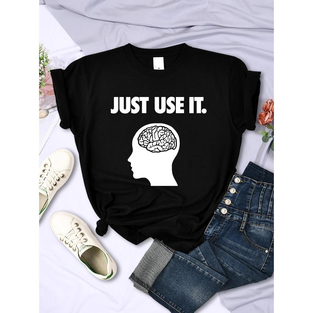 Футболка Just Use Your Brain для женщин, забавная креативная футболка для мужчин, повседневная мягкая, с коротким рукавом и круглым вырезом, дышащая женская