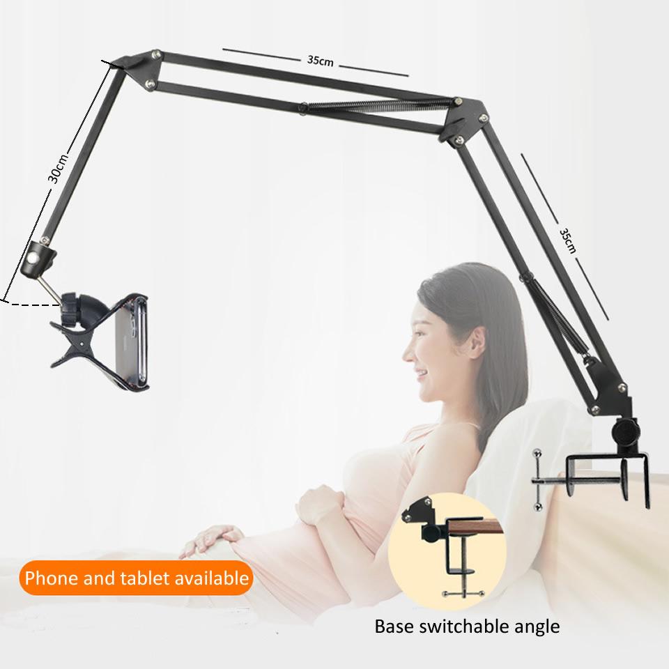 OUTMIX 360Degree Long Arm Tablet Holder Stand for 4 To 11inch Tablet Smartphone Bed Desktop Lazy Holder Bracket Support for iPad