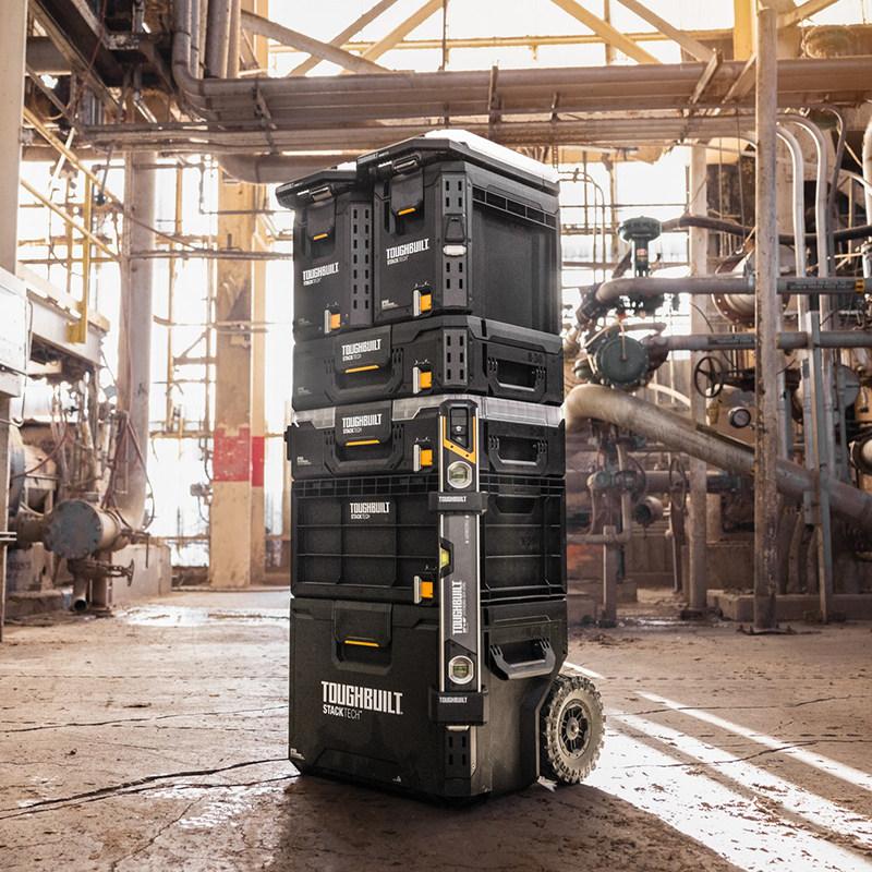 Новый дизайн TOUGHBUILT Универсальный ящик для инструментов, Водонепроницаемый штабелируемый кейс на колесах для электрика, Кемпинга, Автомобиля и Ремонта