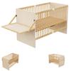 Crib, Solid Baby Bed, with Shelf / Changing Table, 4-Level Slatted Frame Height Adjustment, Pine Wood, Natural Wood Color, 70 x 140 x 95 cm