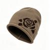 Rose jacquard pile hat autumn and winter velvet warm knitted hat showing face small wool hat ear protection hat women's