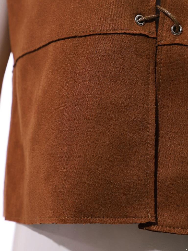 Детский костюм эпохи Средневековья и Ренессанса с V-образным вырезом, без рукавов, со шнуровкой спереди, жилет с разрезами, пиратский, готический, стимпанк