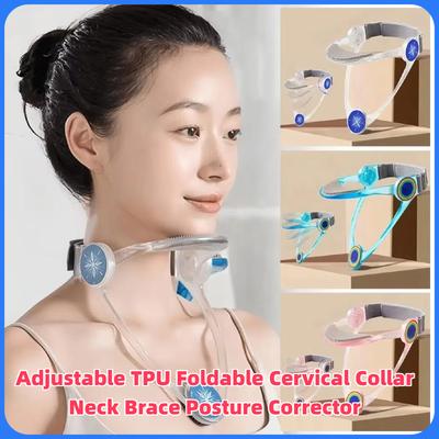 Регулируемый складной ТПУ шейный воротник, корректор осанки для офисного и домашнего использования, облегчение шейного отдела позвоночника