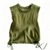 French fungus collar crew neck vest shirt women's summer new literary and retro loose and thin sleeveless top