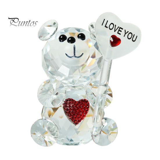 Прозрачная фигурка медведя, подарок на День святого Валентина, я люблю тебя, украшение из искусственного хрусталя, коллекционная настольная статуэтка медведя для свадьбы, дня рождения, вечеринки, подарка