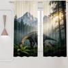 Dinosaur Curtains 2pcs – T-Rex & Jurassic Jungle Scene, Realistic Prehistoric Animal Print for Kids’ Bedroom and Playroom Decor