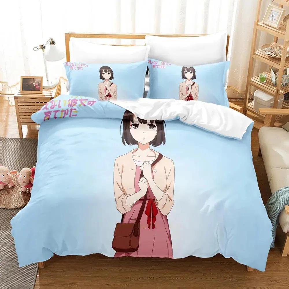 3D Печать Аниме Saekano Мэгуми Като Постельный Комплект, Пододеяльник Набор для Кровати Покрывало Наволочка, Размер Кинг Квин Твин для Мальчиков Девочек Взрослых