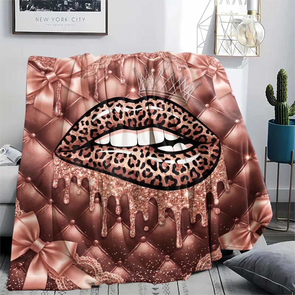 1Pc Gorgeous Print Flannel Blanket, High quality Comfortable for All Seasons, Home Decor, Warmth and Comfort, Perfect for Christmas Gifts W36