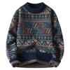Boys' Casual Men's Warm Knitted Sweater - Thickened, Round Neck, Loose-Fit, Trendy Winter Wear