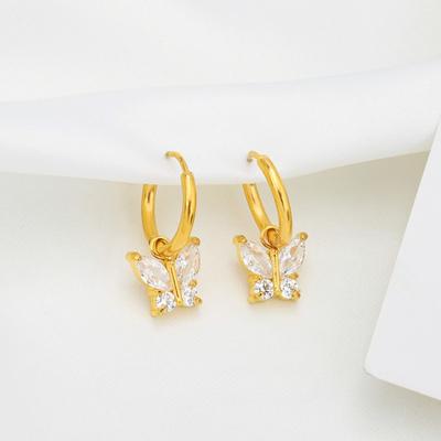 GemChic женские серьги модные изысканные серьги-гвоздики с цирконием и бабочкой милые крутые серьги на день рождения, Рождество, ювелирные изделия, подарок
