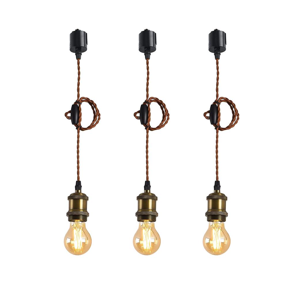 LVWIT Pendant Light, E26 Base, with LED Bulb, Filament Bulb, Bulb Socket, Lighting Fixture for Wired Duct Rail, Ceiling Lighting, Hanging Light,