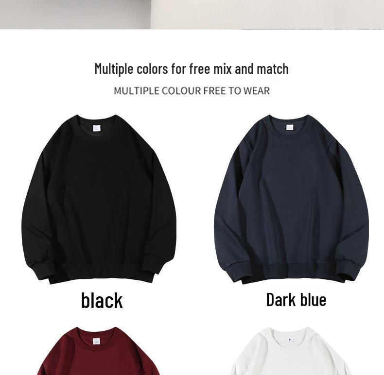 Унисекс Толстовка из хлопка с флисовой подкладкой - Толстая, Свободного кроя, с круглым вырезом, Стиль со спущенным плечом