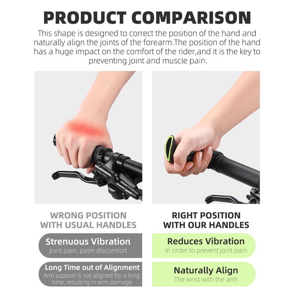 Bicycle Bar Ends Ergonomic Anti-slip MTB Mountain Bike Handlebar Ends for 21.8-22.8mm Handlebars