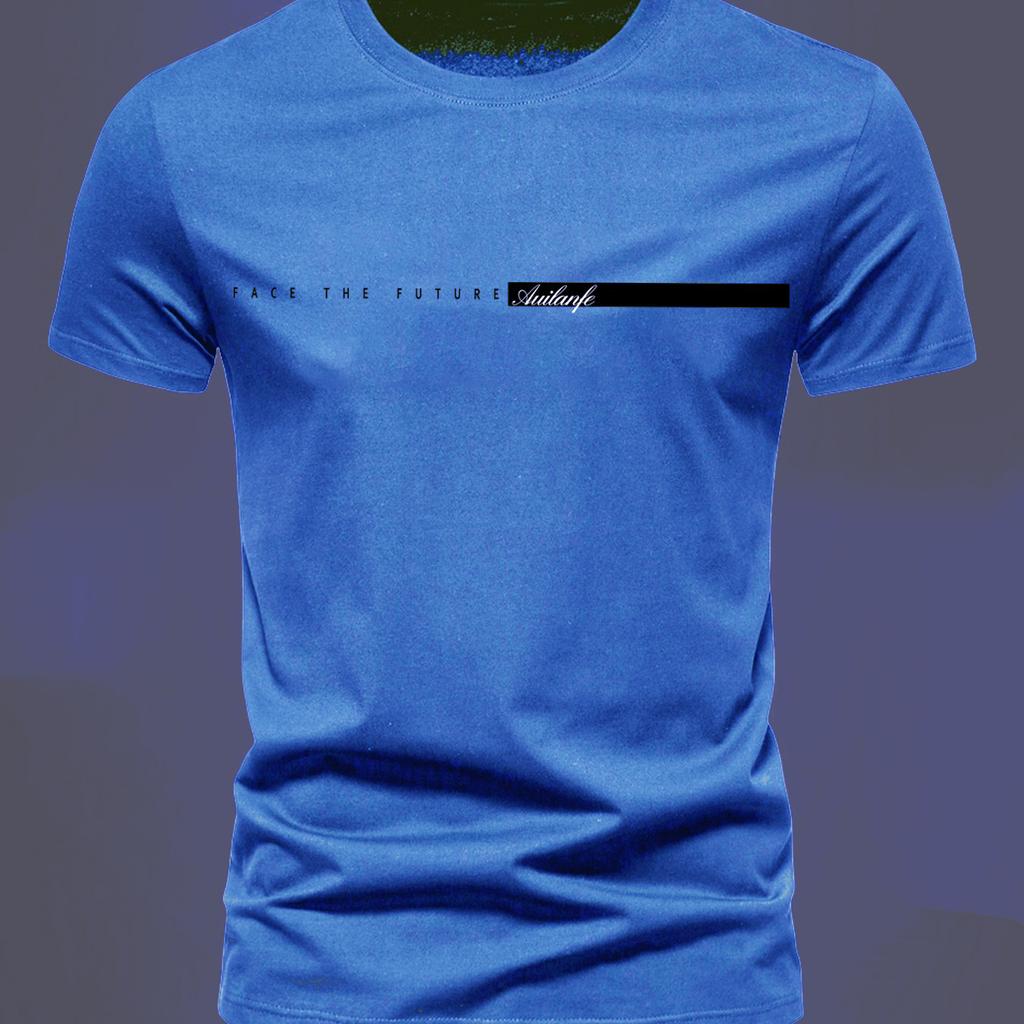 Летняя мужская футболка из 100% чистого хлопка, повседневная спортивная, свободного кроя, оверсайз, простая, с принтом в виде букв, с круглым вырезом и короткими рукавами, топ