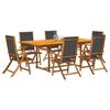 VidaXL 7pcs Garden Dining Set Solid Acacia Wood Textilene, Outdoor Dining Set 3279261