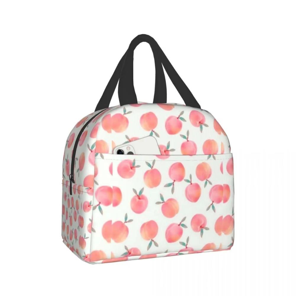 Peach Bright Orange Watercolor Cute Insulated Lunch Box Cooler Tote for Adults Work Office School Picnic Beach Reusable Lunchbox