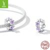 Purple Flower Diy Beads, Fresh And Elegant Simple S925 Silver Beaded Accessories Scc2212