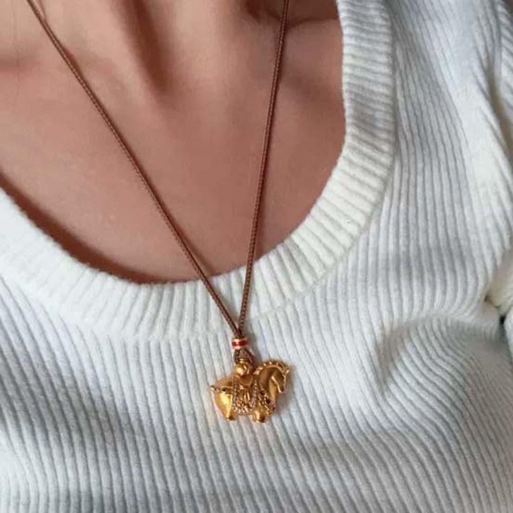 Orichalum Plating Zodiac Horse Necklace Luxury Golden Horse Pendant  Wedding Gifts