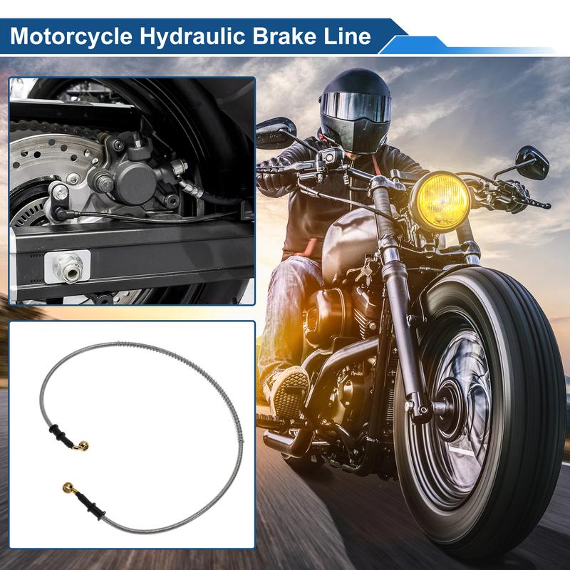 Motoforti 100cm Motorcycle Brake Clutch Oil Hose Line Silver Tone 1 Pc