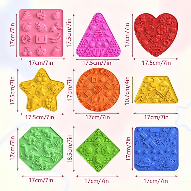 Montessori Sensory Tactile Mats Kids Toys Geometric Shape Silicone Pad Sensory Training Autism Therapy Tactile Exploration Game