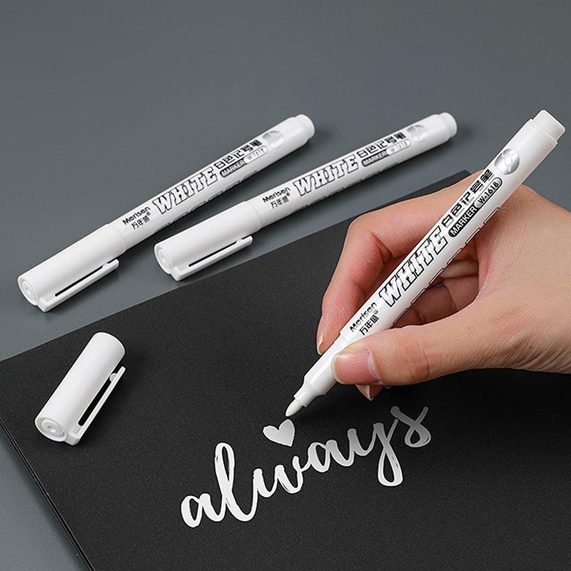 5PCS White Marker Pen Alcohol Paint Oily Waterproof Tire Painting Graffiti Pens Permanent Gel Pen for Fabric Wood Leather Marker 2MM