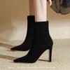 Сексуальные ботильоны-носки Замшевые эластичные ботинки Ботинки на высоком каблуке для женщин Модная обувь 2025 Весна Осень Ботильоны Женские 5145