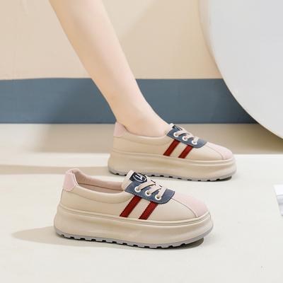 Ins корейская кожаная поверхность низкие кроссовки для женщин 2024 осень новый дышащий студенческий спорт с высокой подошвой досуг ZY1810