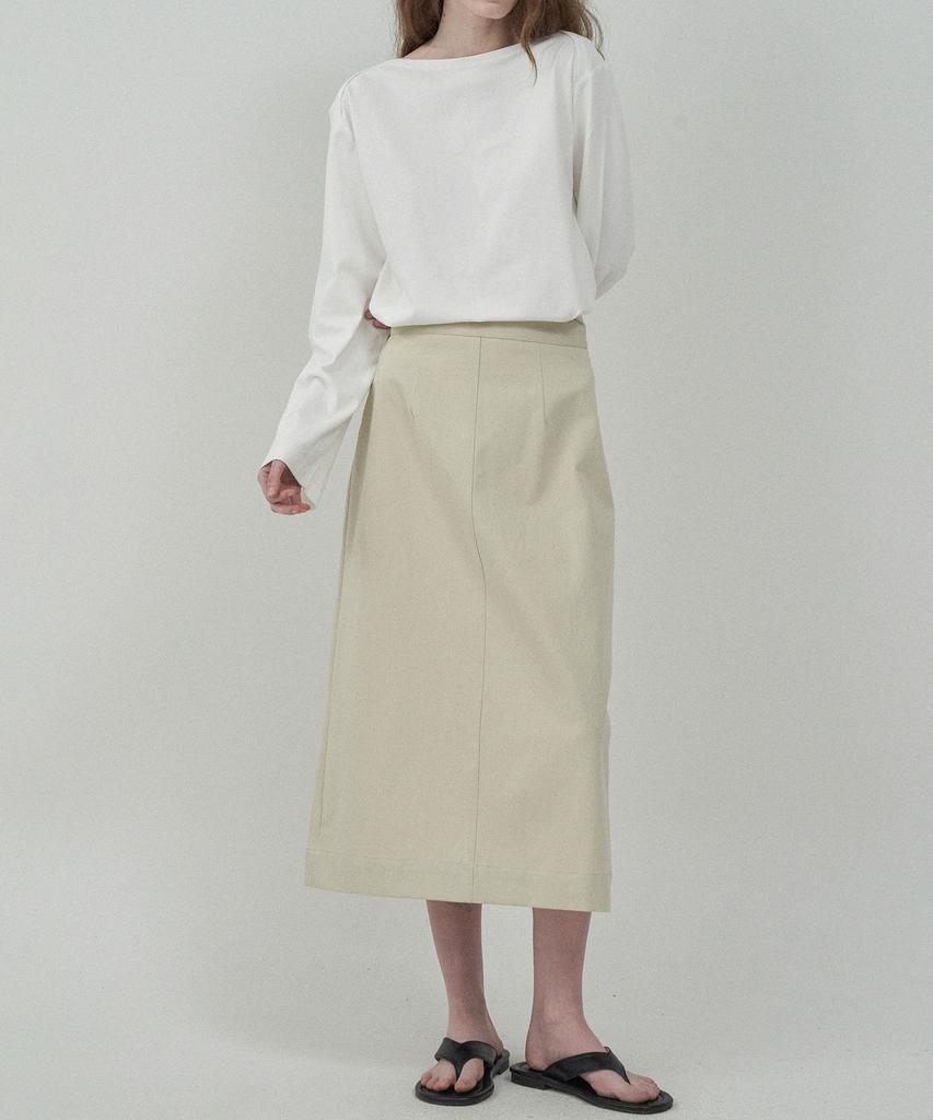 Mot Autumn Basic Slit Skirt - Dark Ivory