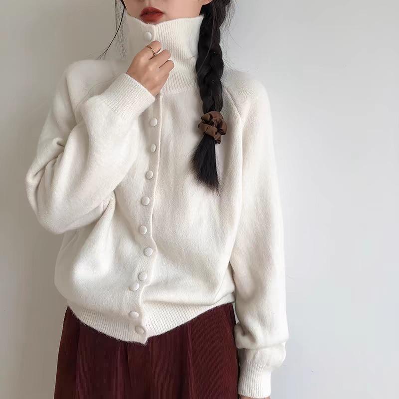 Универсальный кардиган-куртка с высоким воротником, женский осенне-зимний, новый, свободный и тонкий, утолщенный, мягкий и восковой свитер