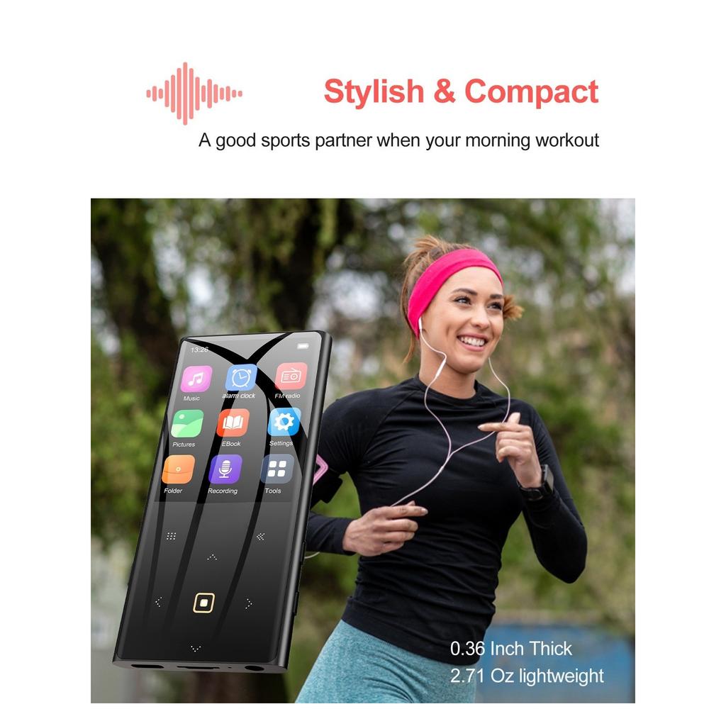 Portable Bluetooth MP3 player with touchscreen and 32GB