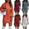 Women's Knitted Dress Turtleneck Winter Sweater Dress Knitted Dresses Midi Plain Long Wool Dress