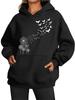 Fashion Fleece-Lined Hoodie Women's Fall/Winter Warm Printed Oversized Fleece-Lined Hoodie