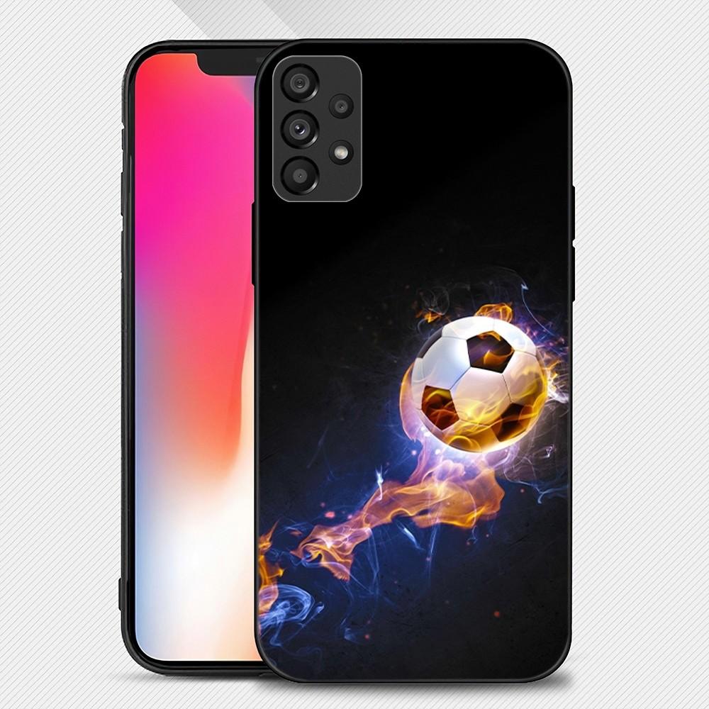 Fire Football Soccer Ball Phone Case For Samsung Galaxy S22 S23 Ultra S21 S20 FE Plus Note 20 Soft Cover