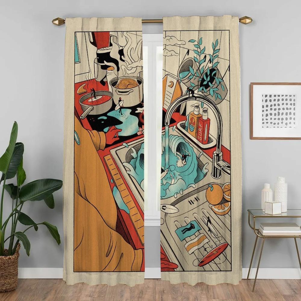 Домашний интерьер Шторы для Camera Imagination Blackout Шторы для комнаты 2 Панельные жалюзи Украшения на Хэллоуин Разделение Гостиная