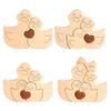 Yousheng 1 Set Wooden Duck Family Puzzle Ornament Love Heart Hugging Mother Father Baby Duck Jigsaw Table Sign Home Office Desktop Decoration