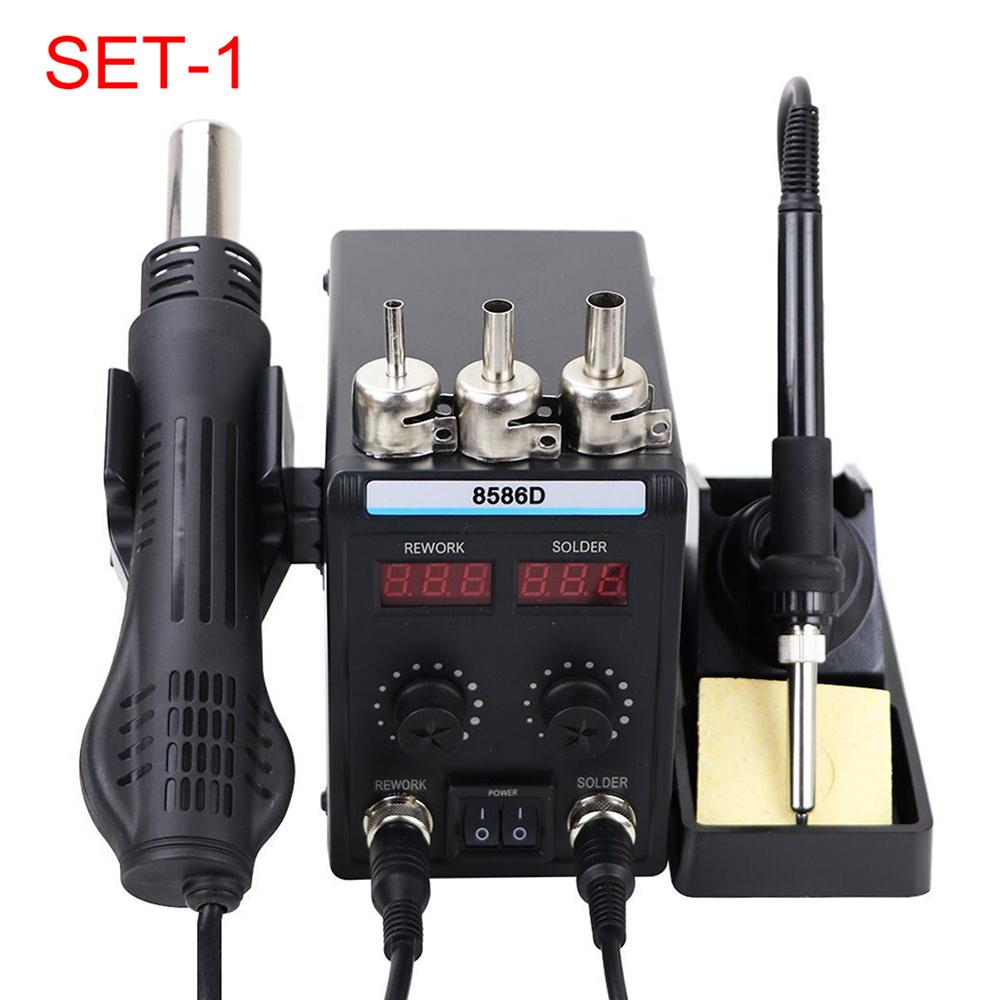 Новая сварочная станция 8586D, двойной цифровой дисплей, фен, паяльник, инструмент для ремонта мобильного телефона, компьютера