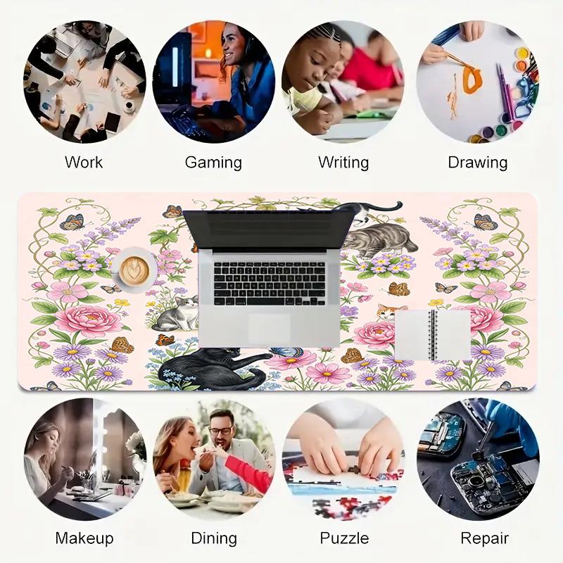 Cat Garden Xl Gaming Mouse Pad Nonslip Rubber Base Stitched Edge Waterproof Desk Mat For Pc Laptop Gamer Office Computer Accessories C927168