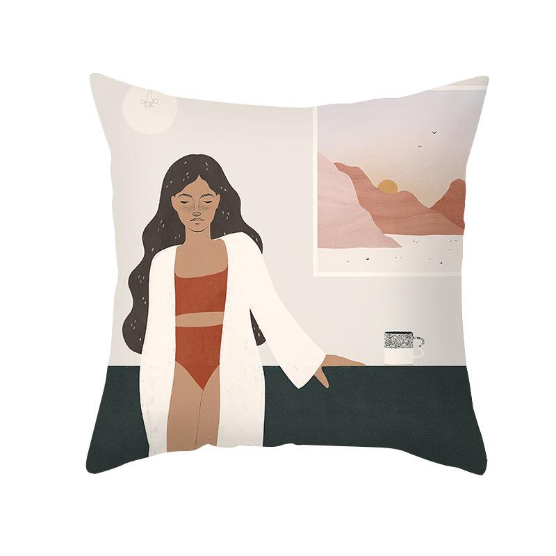 Modern Minimalist Artistic Style Throw Pillow Covers With Short Plush Printed Fabric For Home Living Room Sofa Cushion Cover