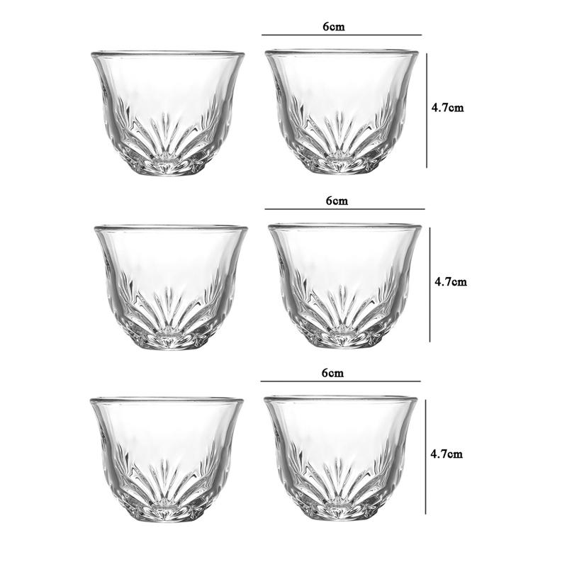 Наборы из 6 маленьких чайных чашек, креативные чашки для чая Кунг-фу, прозрачные чашки для воды, персонализированная посуда для напитков, бытовые стаканы для питья, подарки