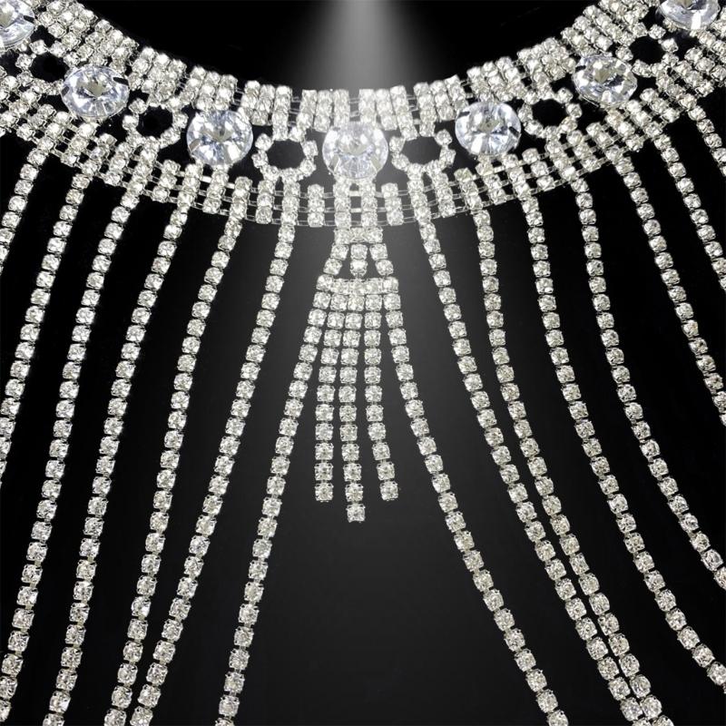 Fashionable Punk Metal Rhinestones Shoulder Chain Body Chain Shoulder Chain Jewelry For Beach Weddings Evening Event