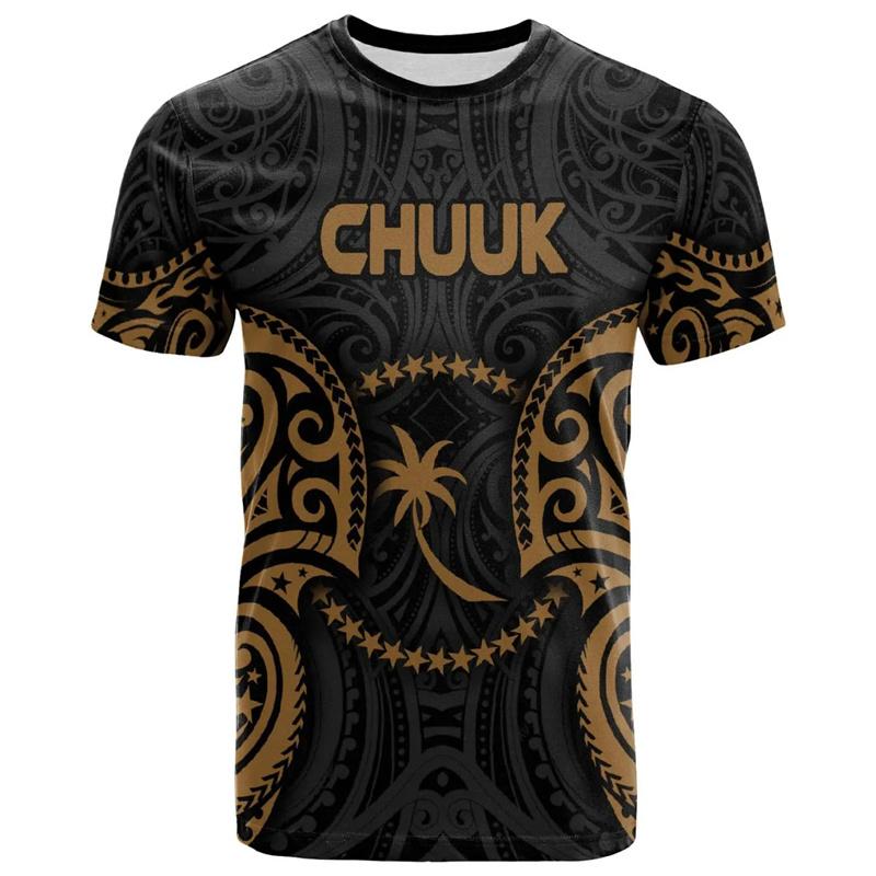 Chuuk Micronesia 3D Printed T-shirt Polynesian Style Men's Round Neck Top Fashionable Casual Street Short Sleeved Clothing