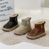 2025 зима новые детские большие хлопковые сапоги корейская версия повседневные универсальные бархатные теплые на толстой подошве зимние сапоги для мальчиков и девочек