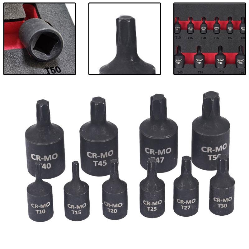 10/9 шт. Насадка-бита Torx 1/4 3/8 дюйма с головкой-торцом Ручные инструменты T10 T15 T20 T25 T27 T30 T40 T45 T47 T50