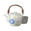 Ale-net Teapot (Stainless Steel with Strainer), 1250cc, Two-Colored Flower Design with Basket Mesh, No. 8 Teapot, Porcelain, Stylish