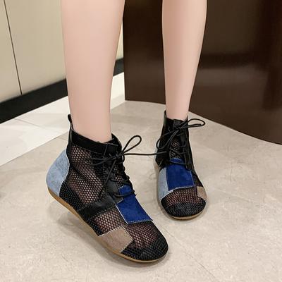 Высокий внешний вид горизонтальная плоская головка сращивание все удобные нескользящие дышащие износостойкие короткие холодные ботинки женские 35-42