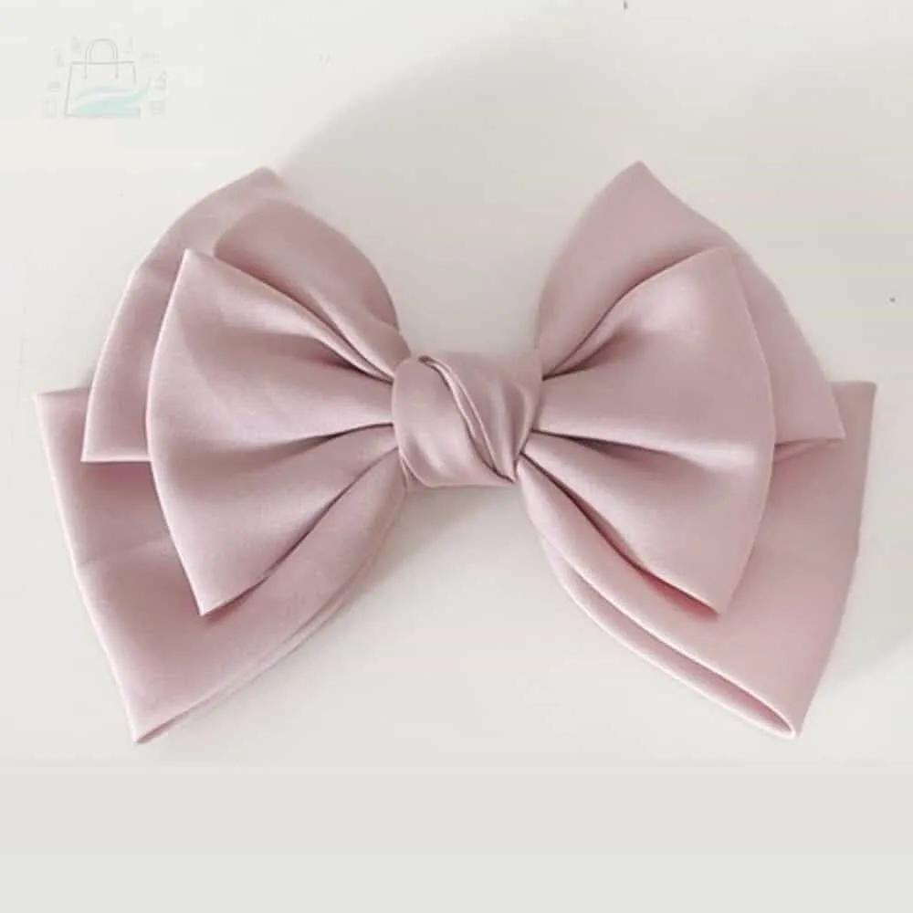 GSTORE Wedding Photography Props Pink Hair Pin Simple Ribbon Hair Pin Simple Ribbon Pin Pink Silk 3-Tier Knot Hair Pin